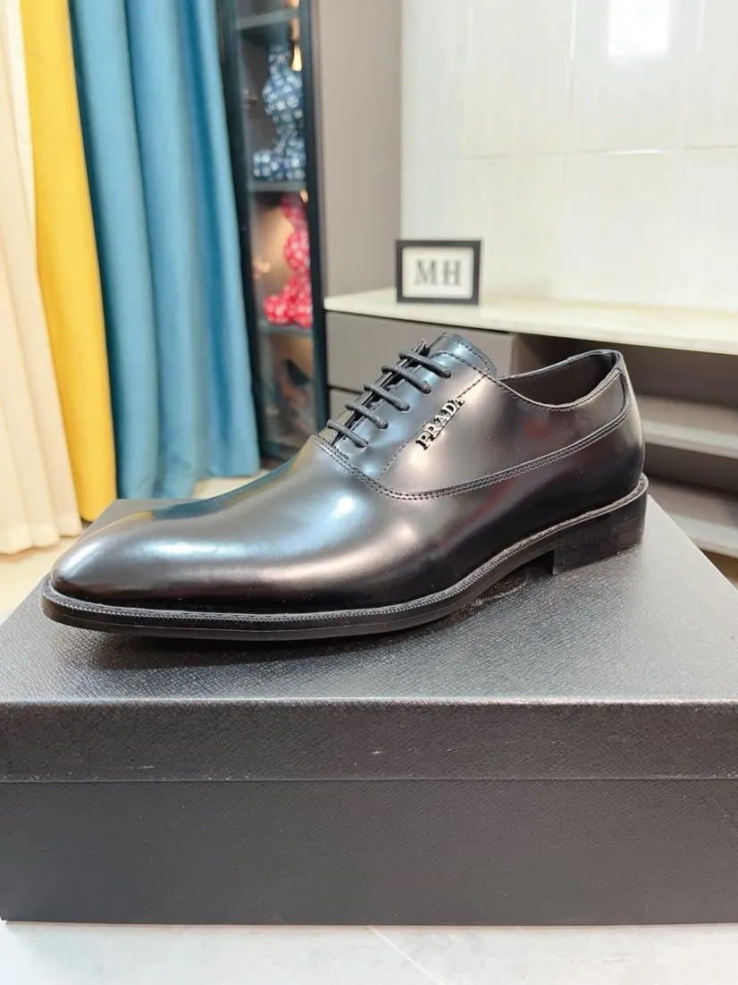 Men's shoes 💰540🌹🌹【PRADA Leather Shoes】Top purchasing agent Original imported Italian custom cowhide leather surface, fully imported water-dyed breathable cowhide lining, original factory special molded sole super comfortable, size: 38-44